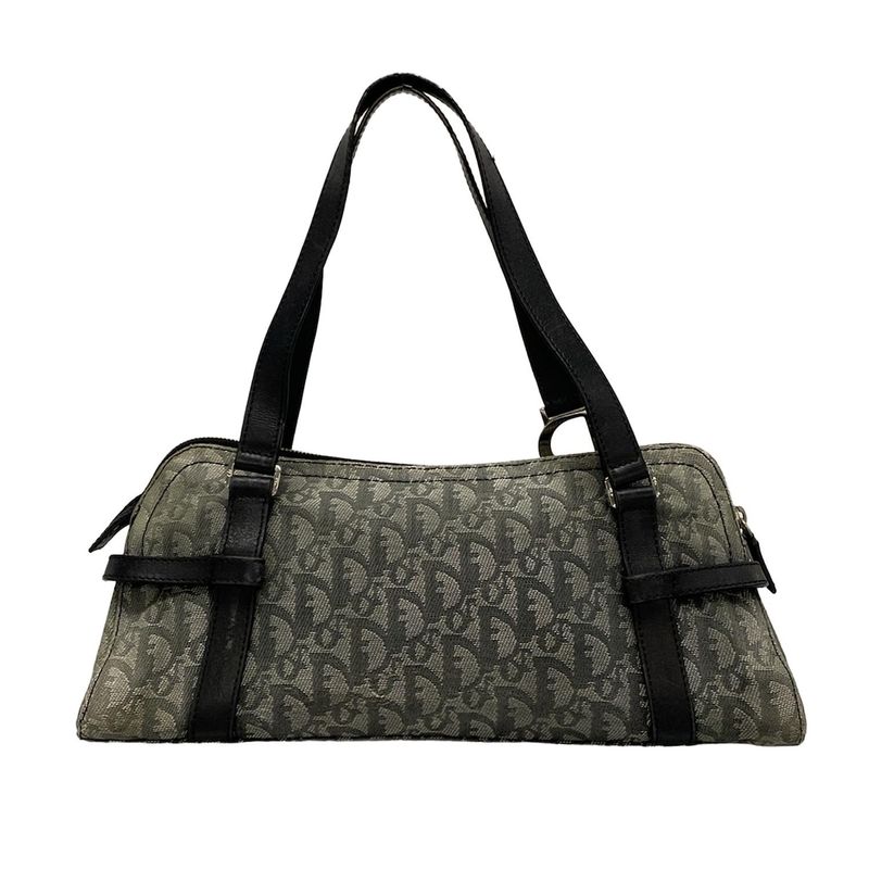Dior/christian Dior Handbag Trotter Gray And Black Leather