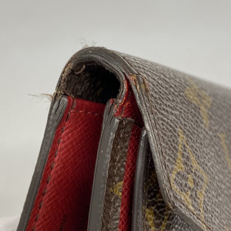 Louis Vuitton Wallet Monogram Portefeuille Marie M93802 Brown Rouge Women's