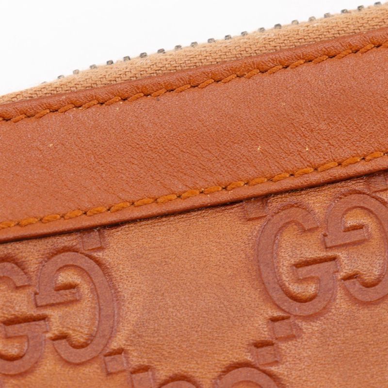 Gucci GG 146570 Striped Leather Brown Unisex Pouch