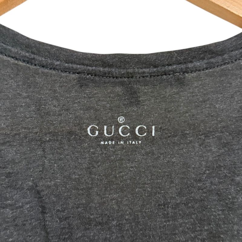 Gucci I Love You Short Sleeve T-Shirt Size XL Charcoal Gray Men's Used