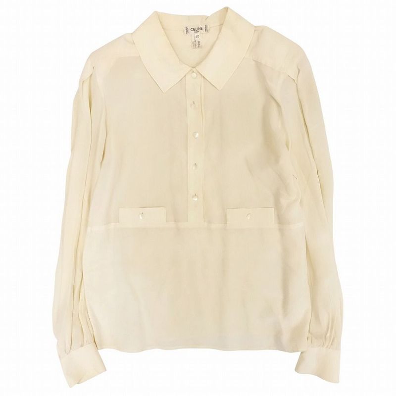 Old Celine Made in Italy 100% Silk Shirt Blouse Long Sleeve Pullover Top 40 M