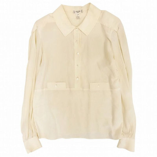 Old Celine Made in Italy 100% Silk Shirt Blouse Long Sleeve Pullover Top 40 M