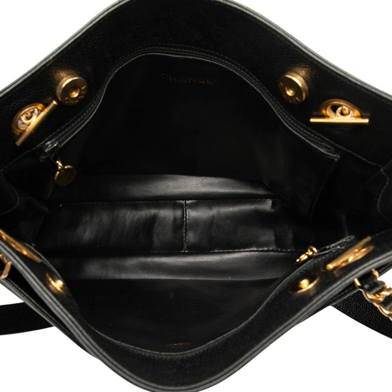 Chanel Coco Mark Tote Bag One Shoulder Bag Black Caviar Skin Women's Chanel