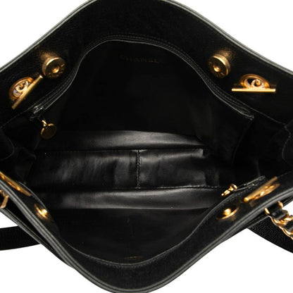 Chanel Coco Mark Tote Bag One Shoulder Bag Black Caviar Skin Women's Chanel