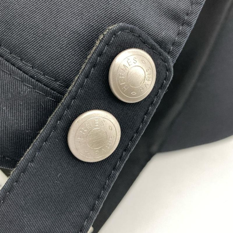 Hermes Horse 60 Cap Cotton Polyurethane Navy Men's