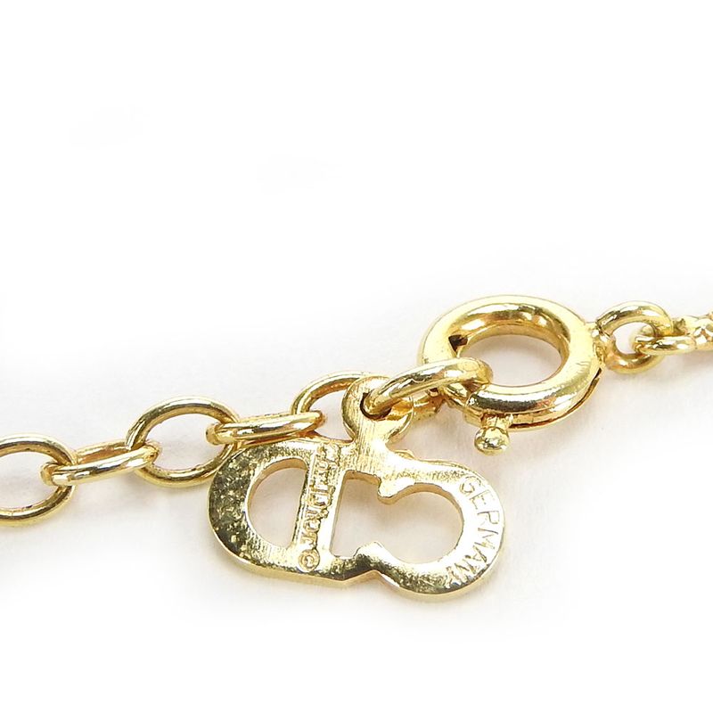 Christian Dior Necklace Metal Gold Plated Accessories CD Logo Ladies Women