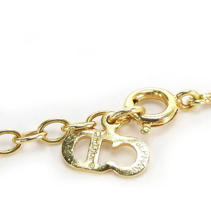 Christian Dior Necklace Metal Gold Plated Accessories CD Logo Ladies Women
