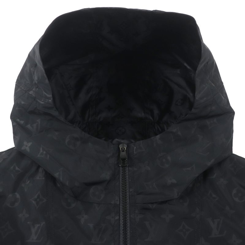  Louis Vuitton 22AW Hnk48w Mid-length Monogram Windbreaker Hoodie Black 50