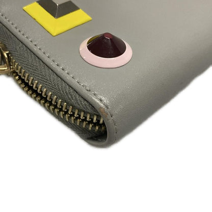 Fendi Long Wallet Zip Around Wallet 8m0299 Ivory And Multi Round Zipper/multi-st