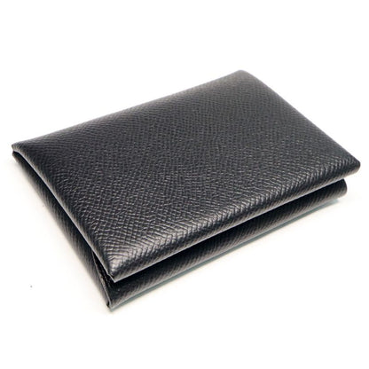 Hermes Calvidio Vo-epson Black B Engraved Coin Case Card Case Men's