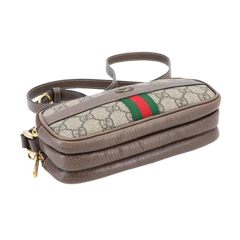 Gucci Ophidia Mini Shoulder Bag GG Supreme Canvas Leather Beige Brown 546597