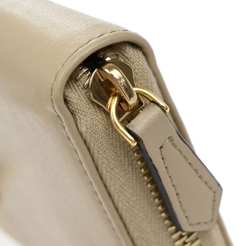 Fendi Long Wallet Round Zipper Wallet Beige 30ka959