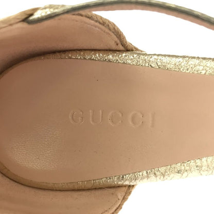 Gucci Wedge Sole Horsebit Sandals 414965 Gold 36 1 2