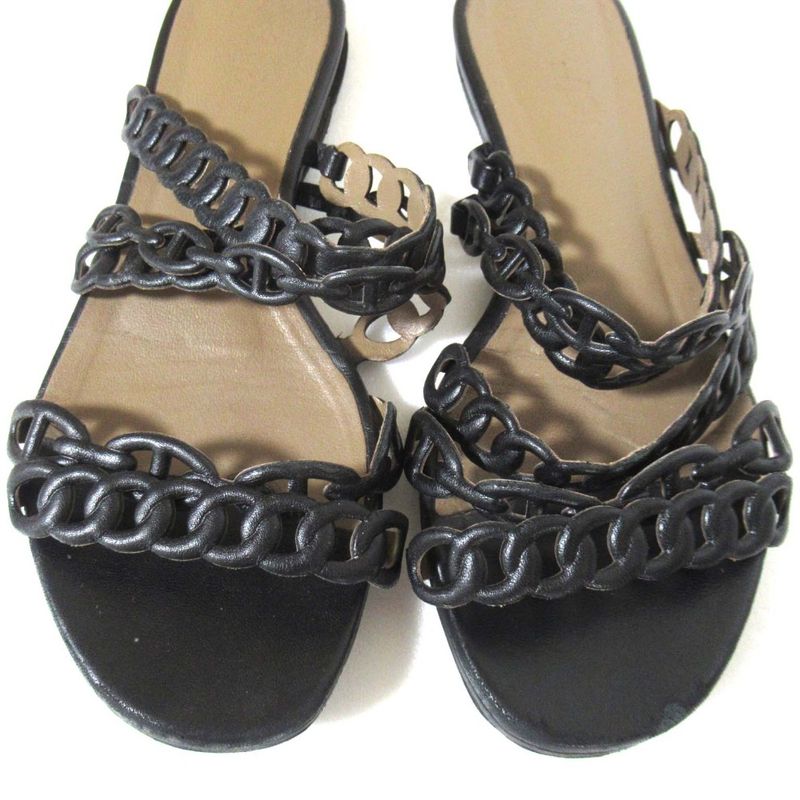 Good Hermes Rivage Chaine D'ancre 5-Strand Leather Flat Sandals Size 35