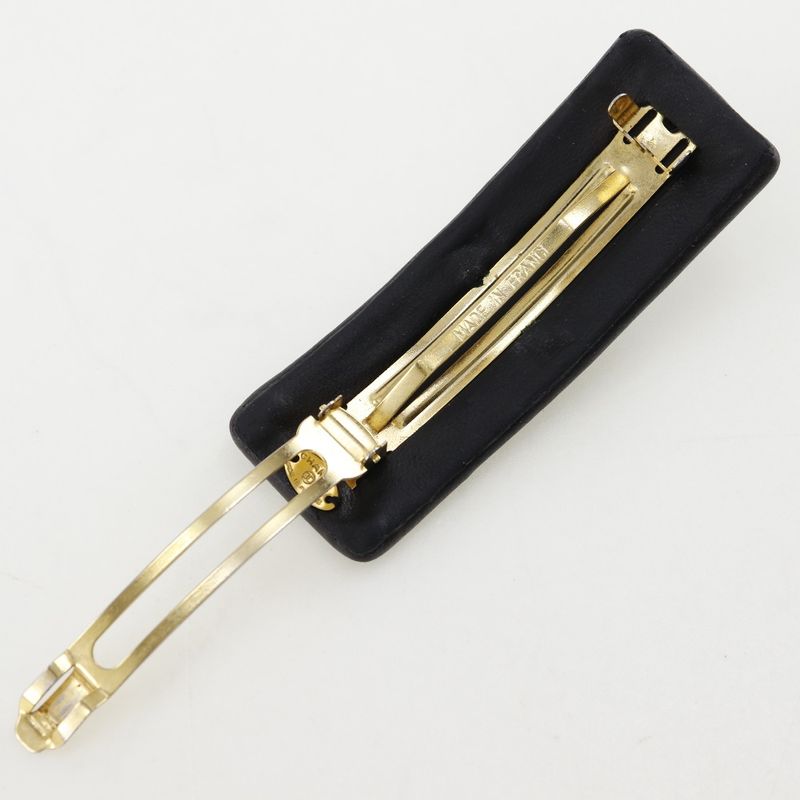 Chanel Turnlock Coco Mark Calf Black Ladies Barrette