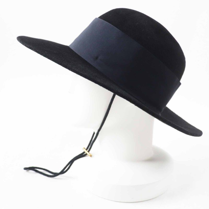 Gucci Rabbit Felt Wide Brim Hat Black Dark Navy XL 60 Genuine