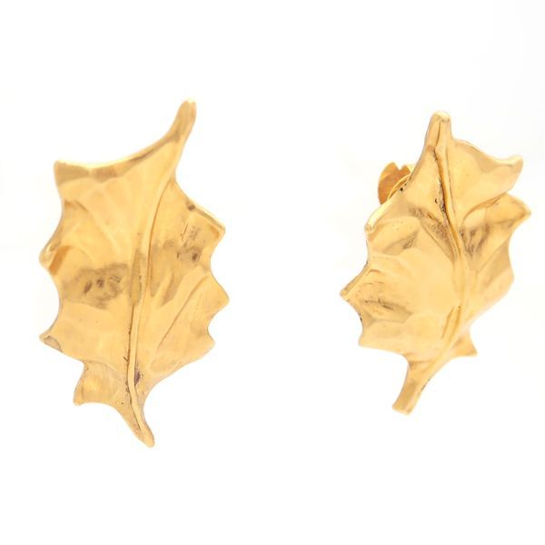 Yves Saint Laurent Earring GP Leaf Motif Vintage YSL Yves Saint Laurent