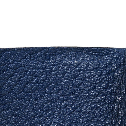Hermes Calvi Duo Chevre Deep Blue Engraved B 0850 Blue Card Case Hermes