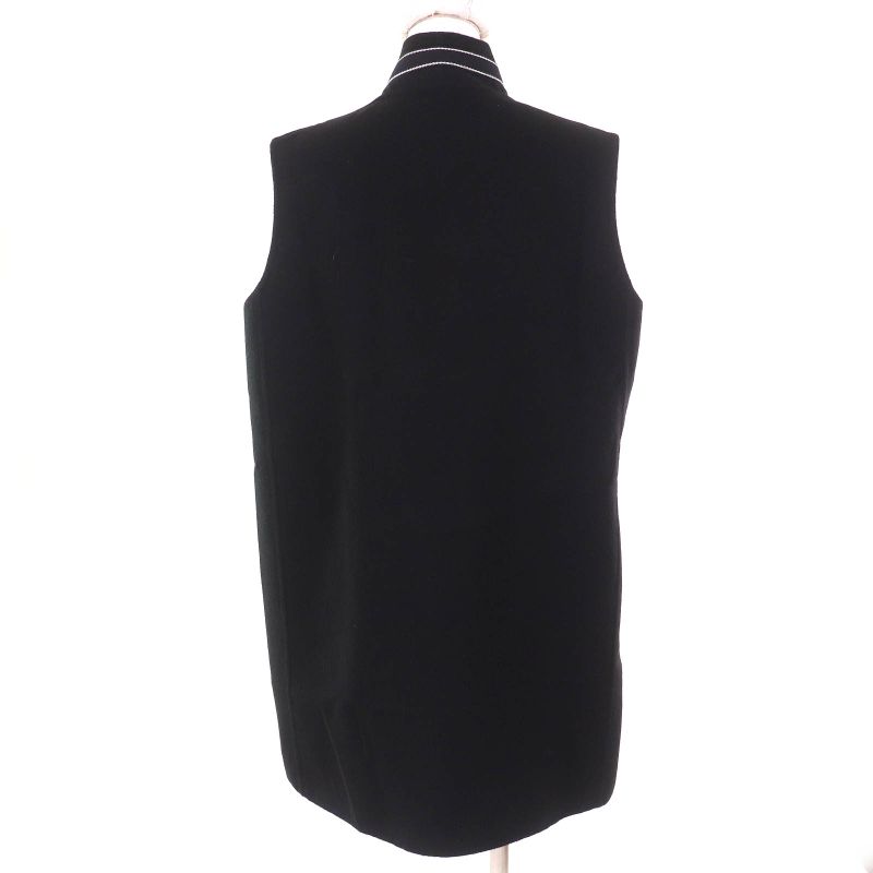 Hermes 100% Cashmere Serie Buttons Long Gilet Vest Black White 40 Made In Italy