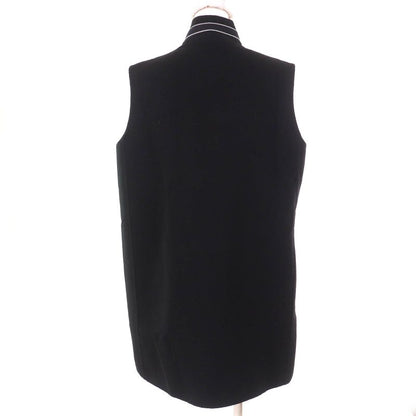 Hermes 100% Cashmere Serie Buttons Long Gilet Vest Black White 40 Made In Italy