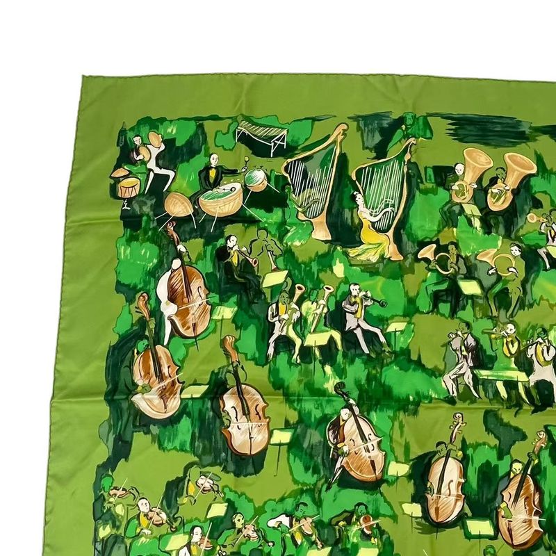 Hermes Carre 90 Silk Scarf Concerto Green