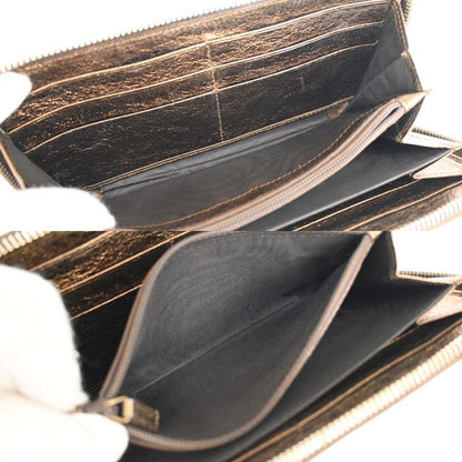 YVES Saint Laurent Long Wallet Round Zipper YSL Bronze Leather 07bs176