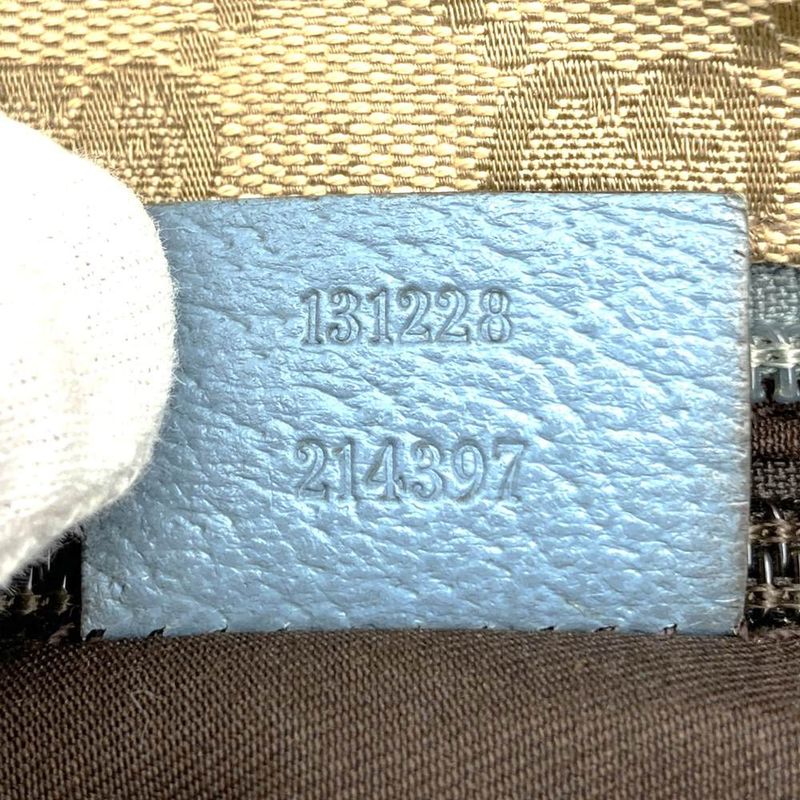 Gucci 131228 Handbag Tote Sherry Line GG Canvas Light Blue Brown Women Men