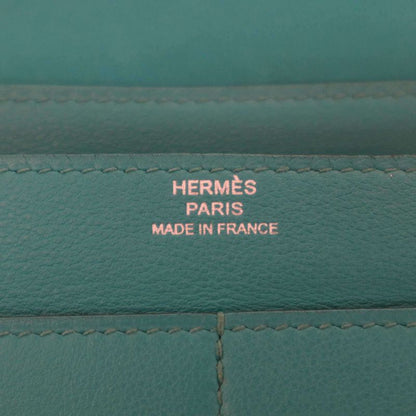 Hermes Engraved a Dogon GM Blue Paon Swift Long Wallet Blue Tone GM