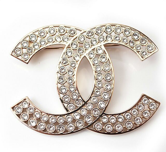 Chanel Brooch Chanel Pin Brooch Coco Mark Rhinestone Gold