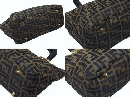 Fendi Tote Bag Zucca Pattern Canvas Brown Gold — view 8