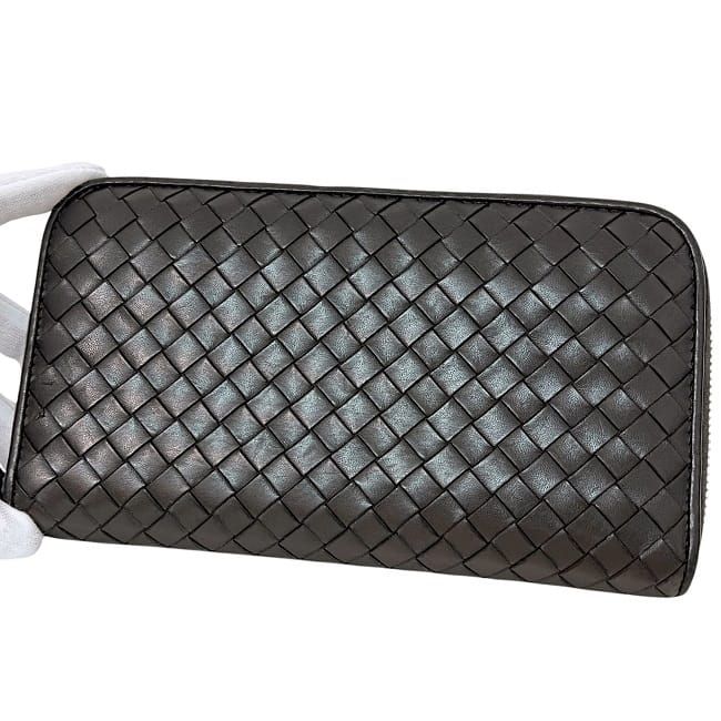 Bottega Veneta Round Zipper Long Wallet Brown Intrecciato Excellent Condition