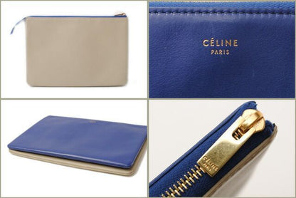 Celine Clutch Pouch Clutch Bag Celine Bicolor Blue Beige Unused
