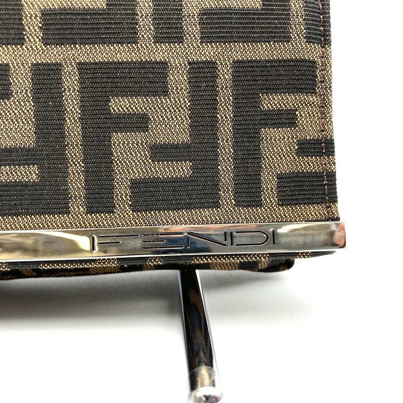 Fendi Zucca 26424 Handbag Shoulder Bag Canvas Brown Women