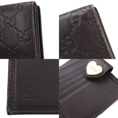 Gucci Bifold Wallet Guccissima 203549 Cima Leather Brown Gold Hardware Heart
