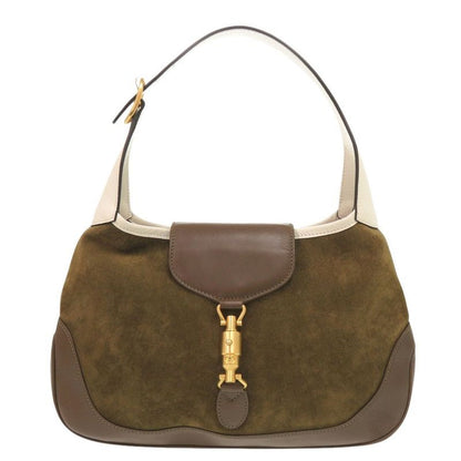 Gucci Vault Vintage Jackie Suede Leather Brown Khaki Shoulder Bag 1220