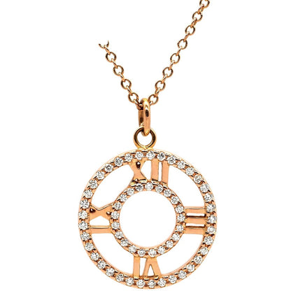 Tiffany & Co Necklace Atlas Open Medallion Diamond Rose Gold T& 18k Pink 18k