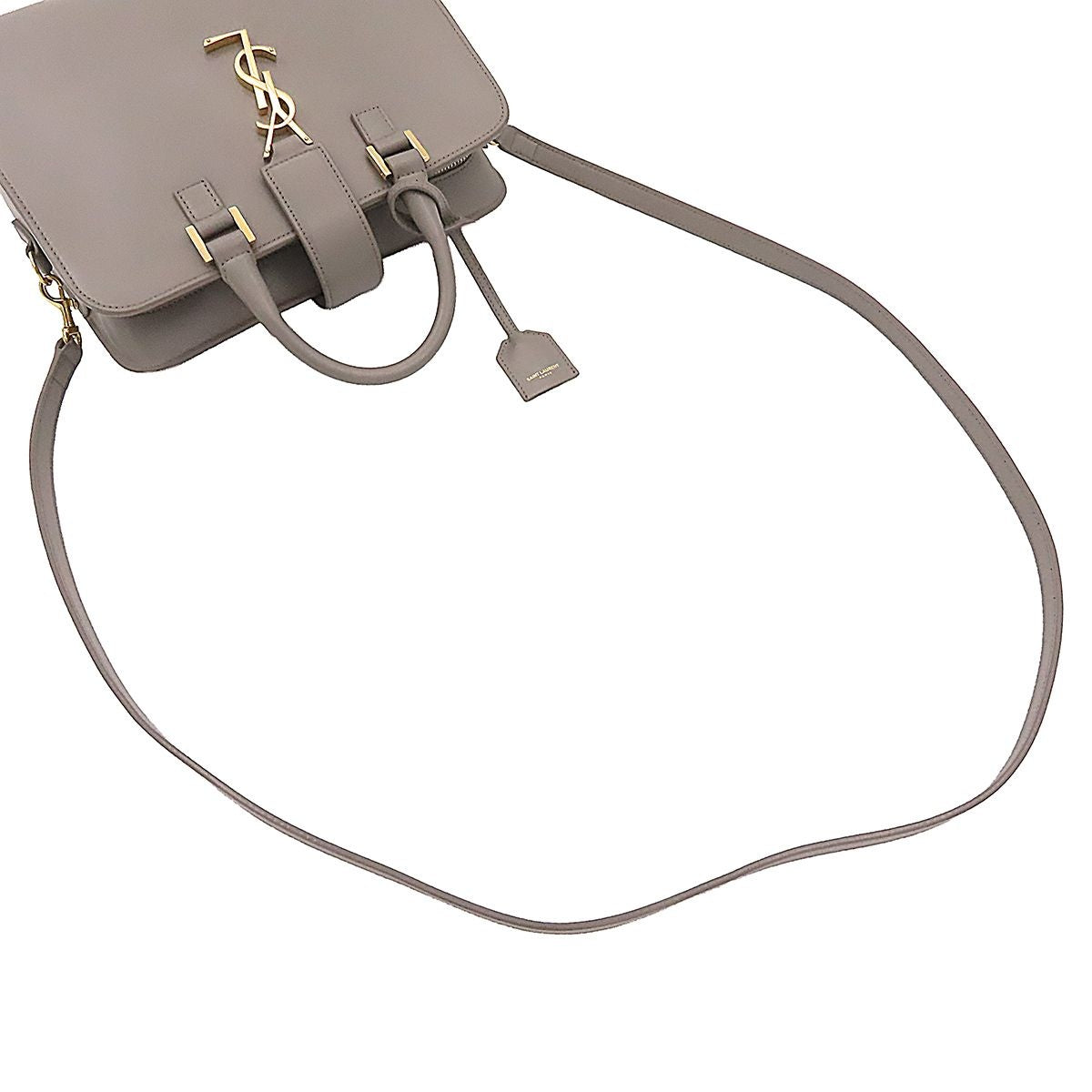 Saint Laurent Baby Cabas 2-Way YSL Logo Shoulder Bag Gray Leather — view 4