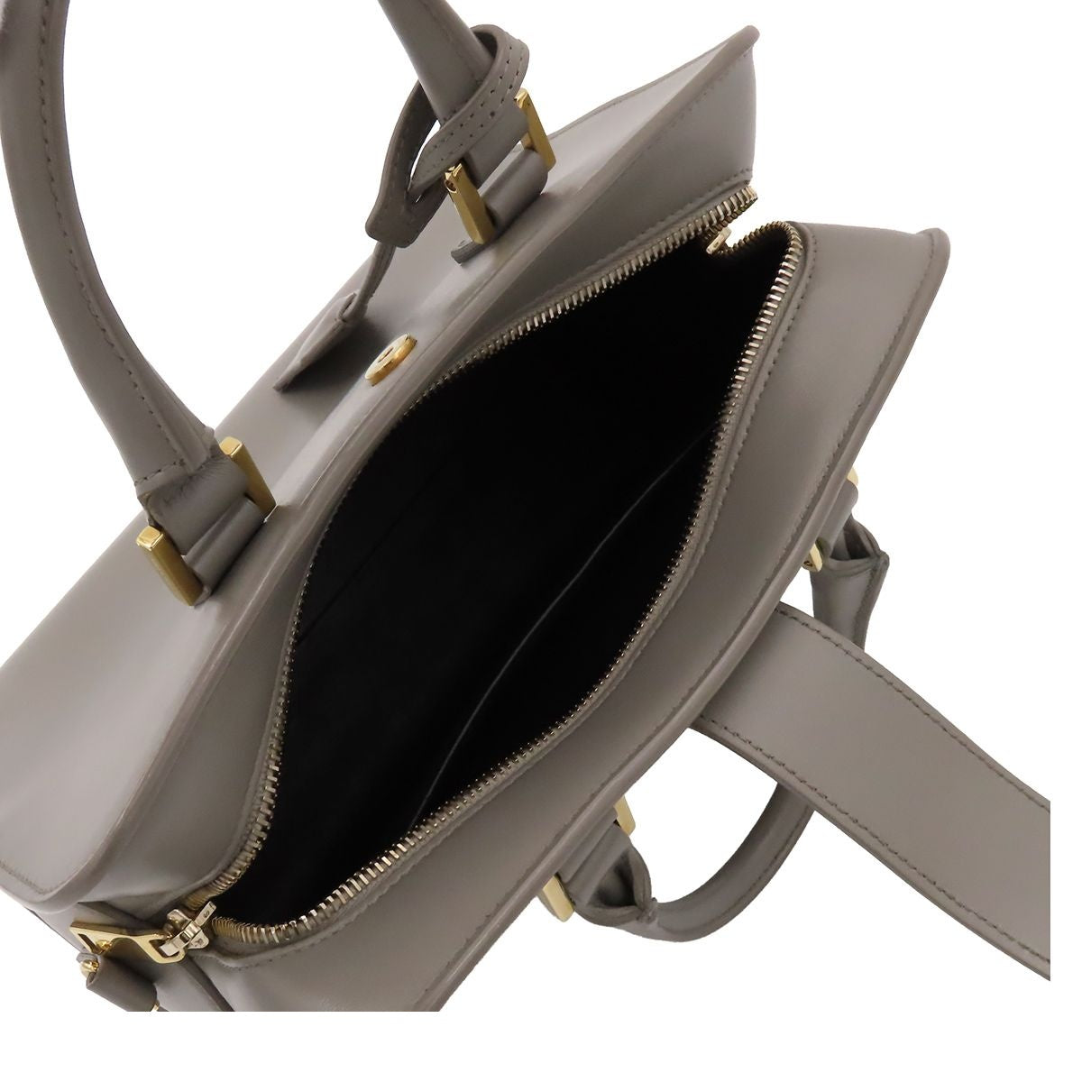Saint Laurent Baby Cabas 2-Way YSL Logo Shoulder Bag Gray Leather — view 5
