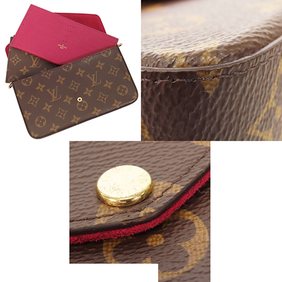 Louis Vuitton Pochette Felicie Brown Monogram Canvas Chain Wallet Shoulder Bag — view 6