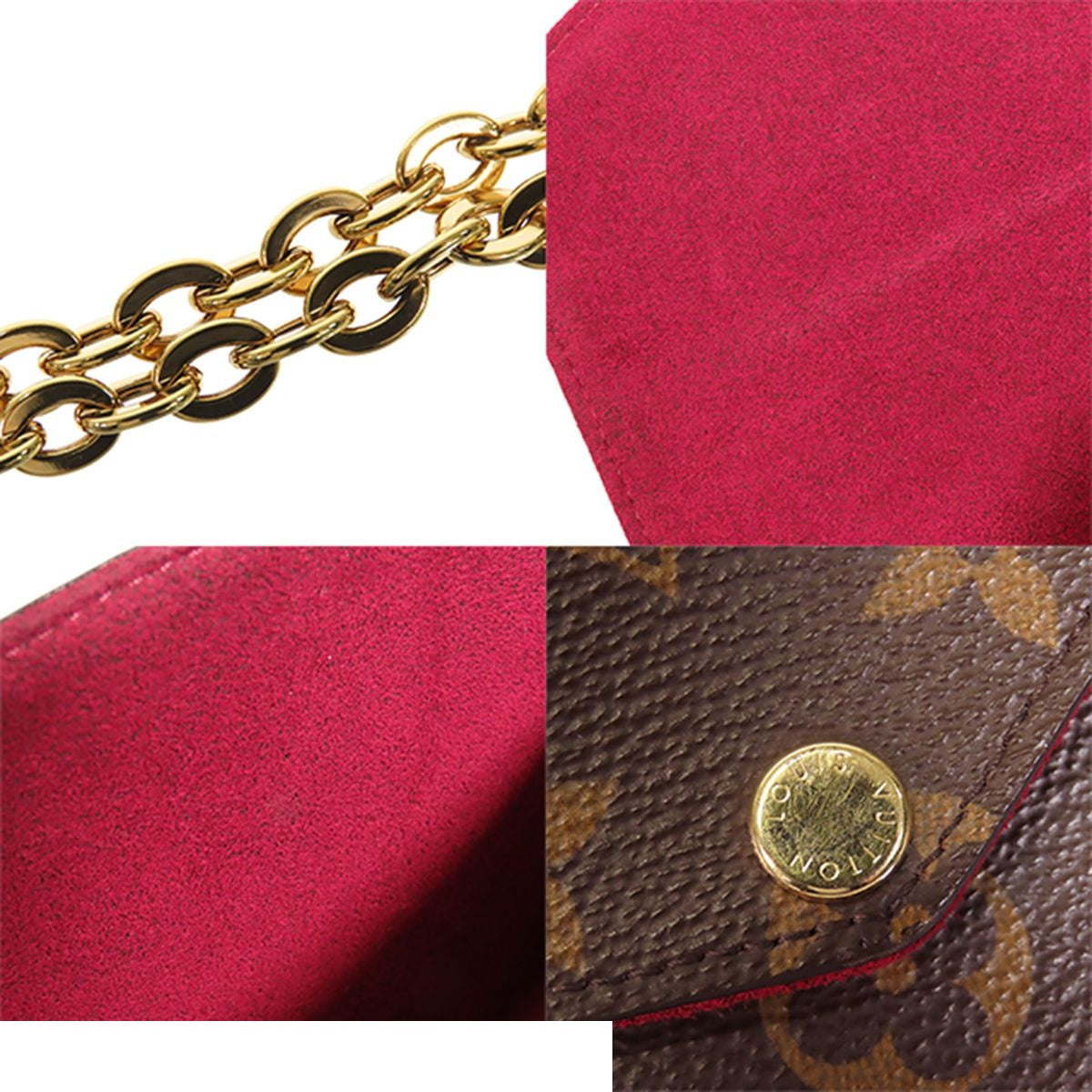 Louis Vuitton Pochette Felicie Brown Monogram Canvas Chain Wallet Shoulder Bag — view 8