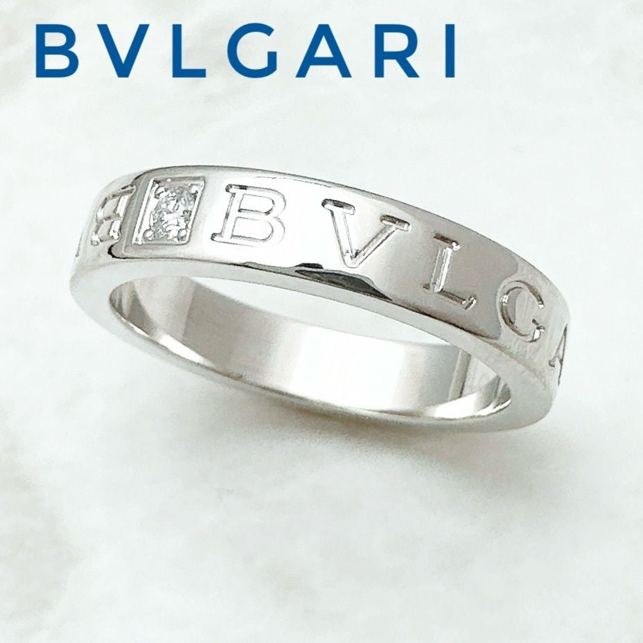 Bvlgari Double Logo Diamond White Gold Ring 55
