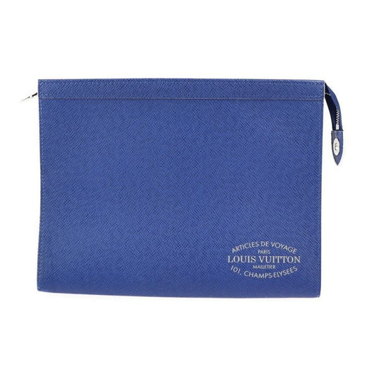 Louis Vuitton Pochette Voyage MM Second Bag Leather Cobalt Blue Silver