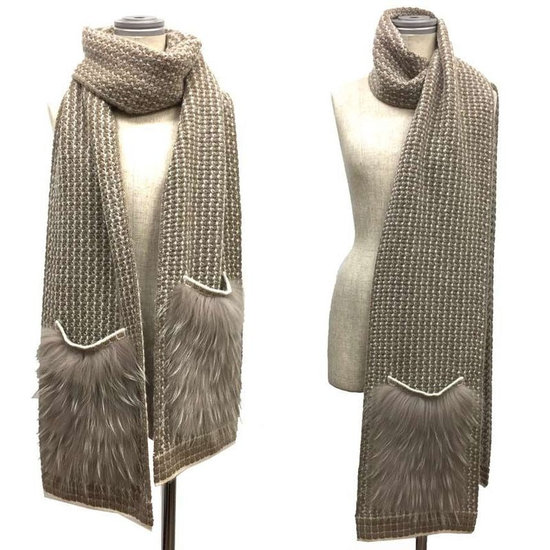 Louis Vuitton Echarpe Elna Scarf Beige New Vintage Aq3771
