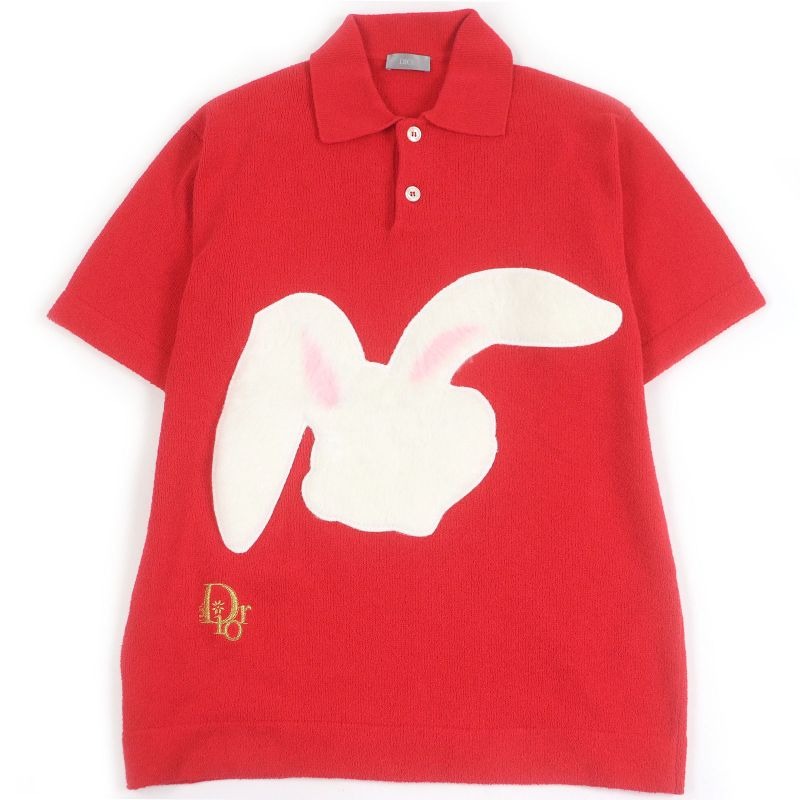Dior ERL Homme 23 SS 313 M831 At498 Rabbit Short Sleeve Knit Polo Shirt