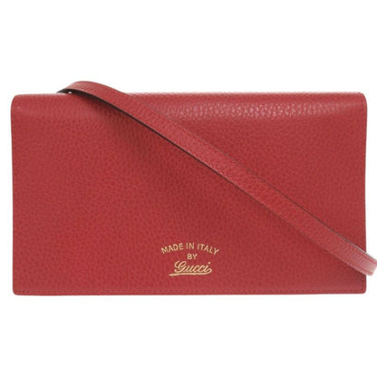 Gucci Leather Red Shoulder Wallet Bag Long 0462
