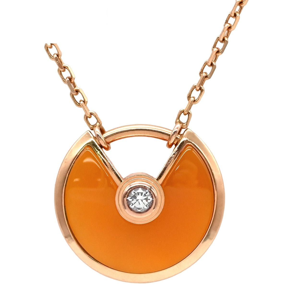 Cartier Necklace Amulette de Cartier XS Orange Pink Gold PG 18k Diamond