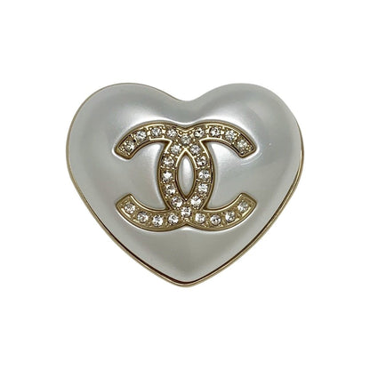 Chanel Heart Coco Mark Rhinestone A21 B Gold Brooch