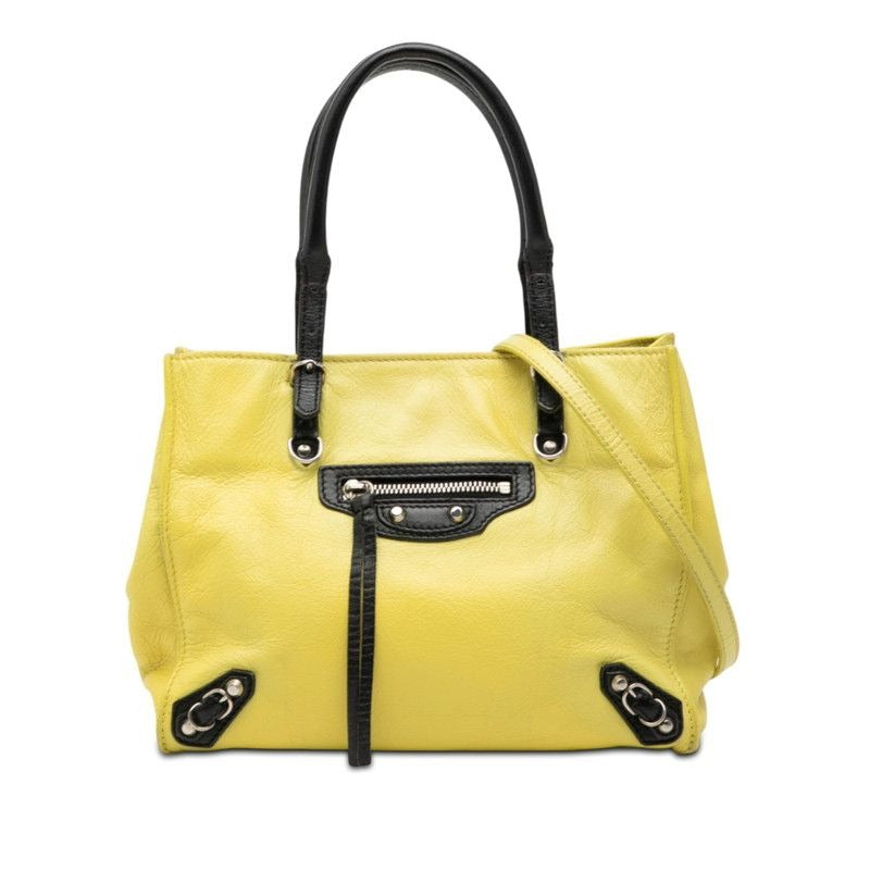 Balenciaga Paper Mini 2-Way Shoulder Bag Yellow Black Leather