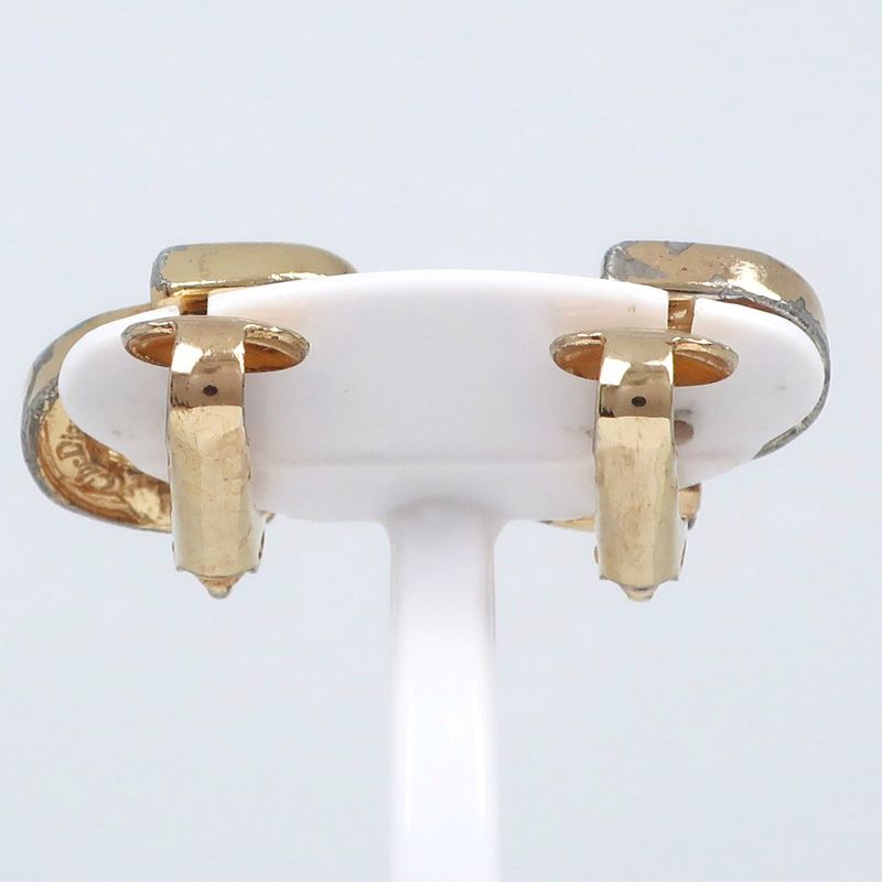 Dior CD Logo Gold Plated And Rhinestone Earrings For Women 5.0g