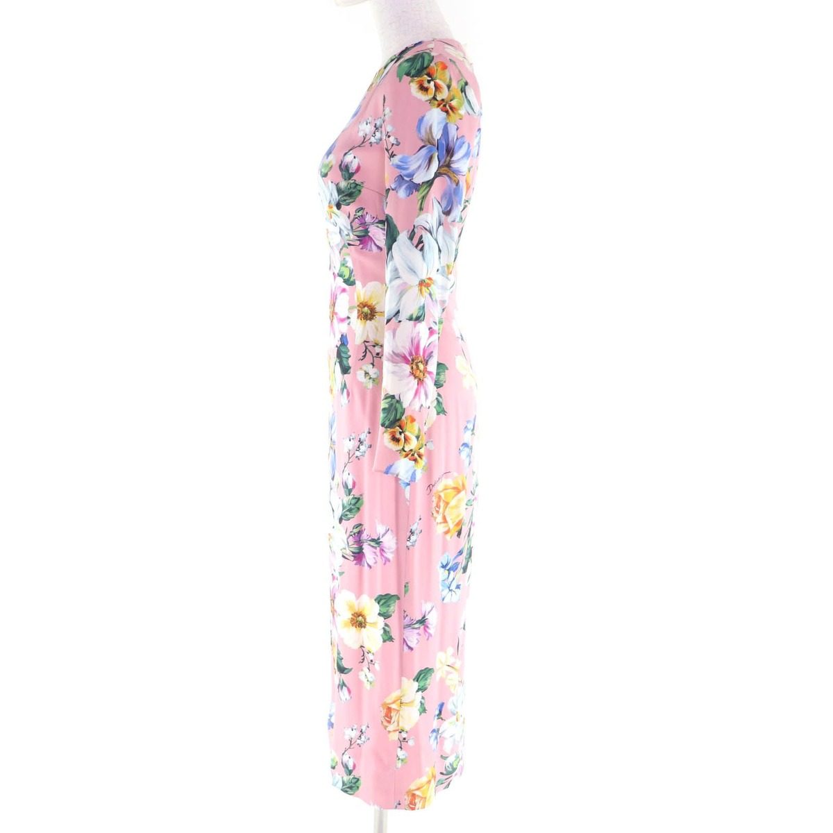 Dolce & Gabbana Floral Print Long Sleeve Silk Dress Multi 36 — view 2